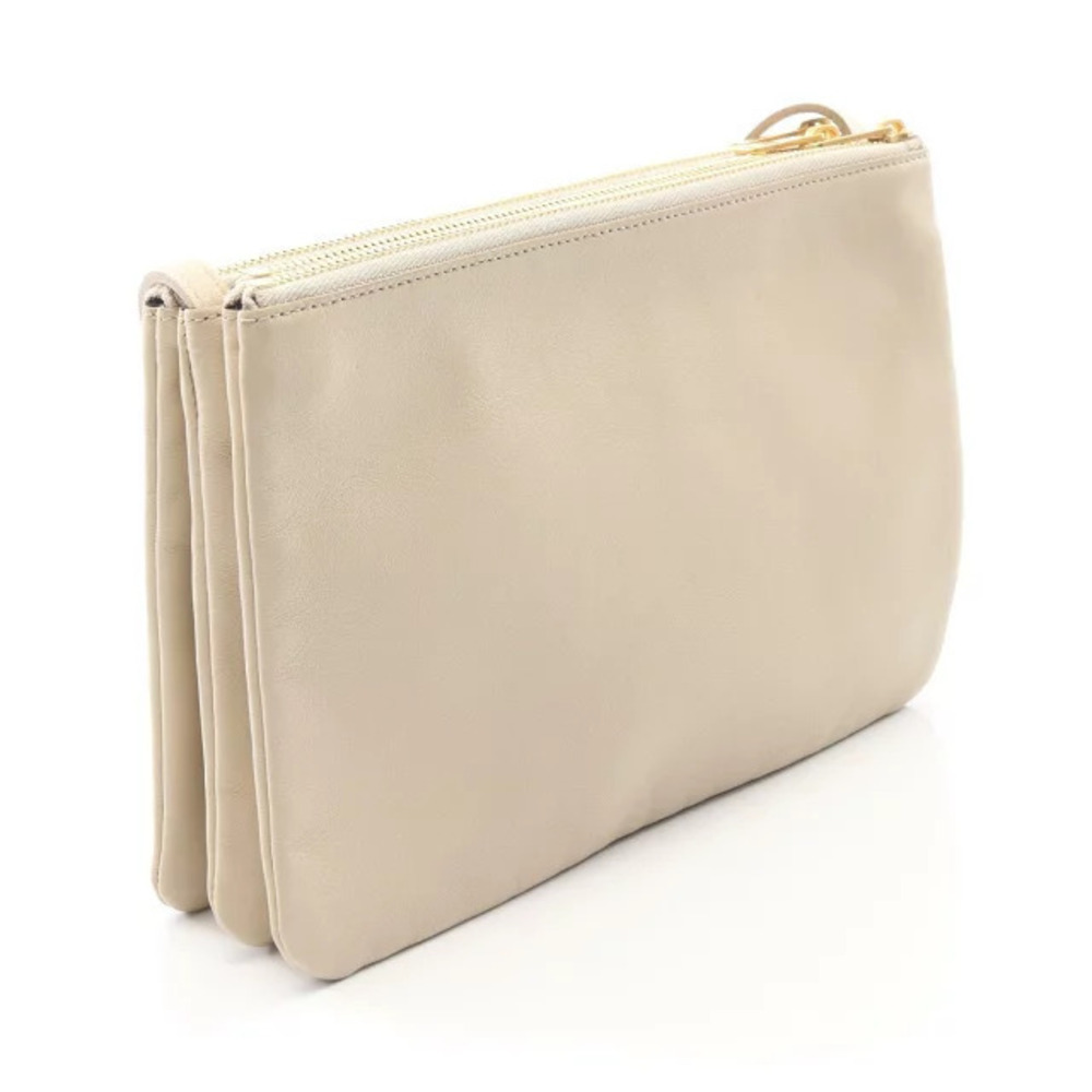 Celine Beige Leather Cream TRIO Bag Crossbody Tan Cream
